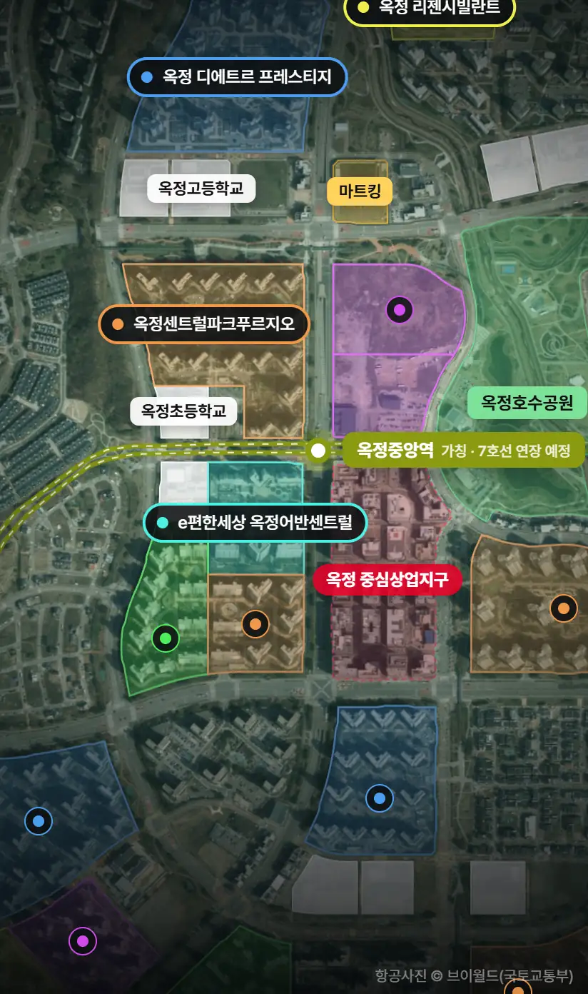 옥정신도시 아파트 단지 지도 (항공사진 © 브이월드)